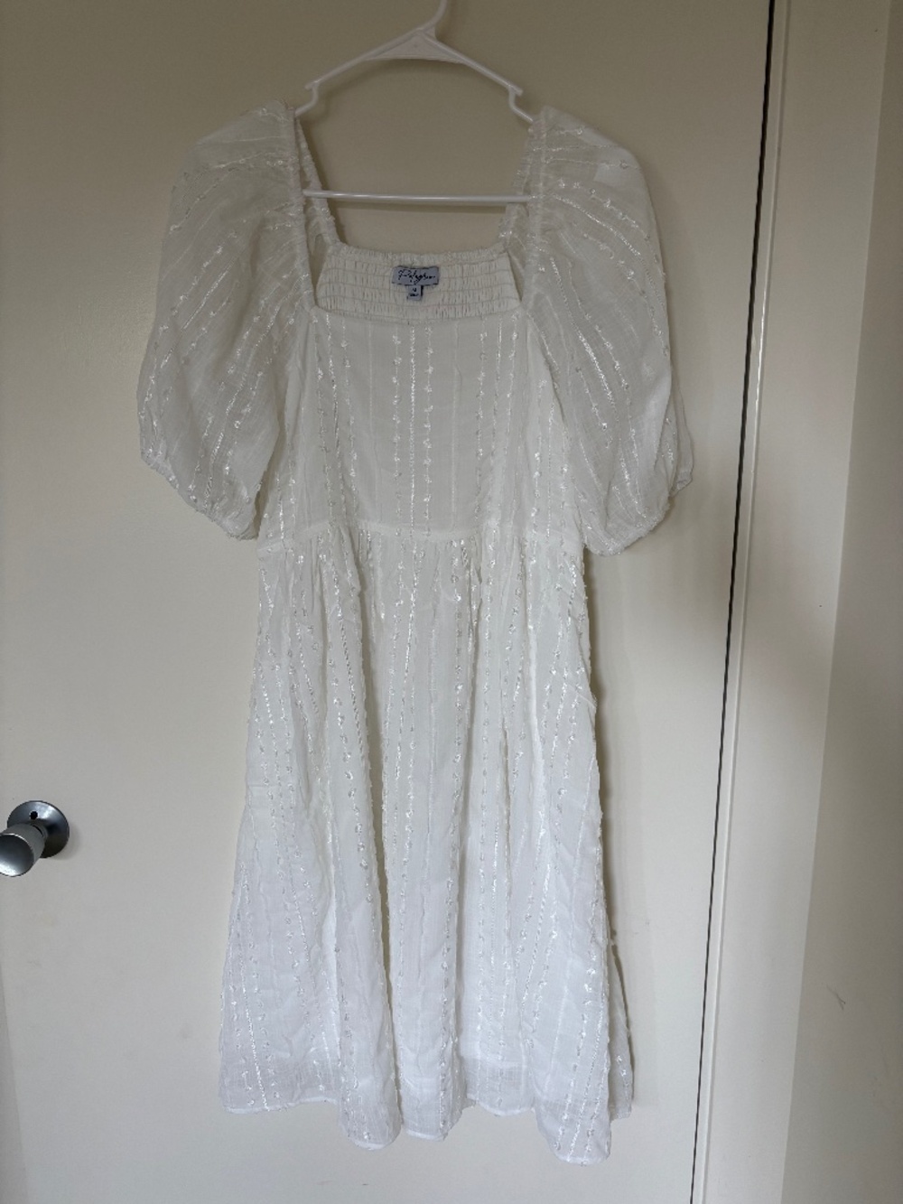 White puff sleeve mini dress - NWOT